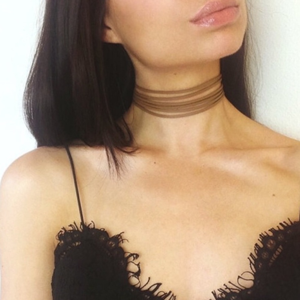 NWT Boho Suede Camel Tan Multilayer Choker Revolve